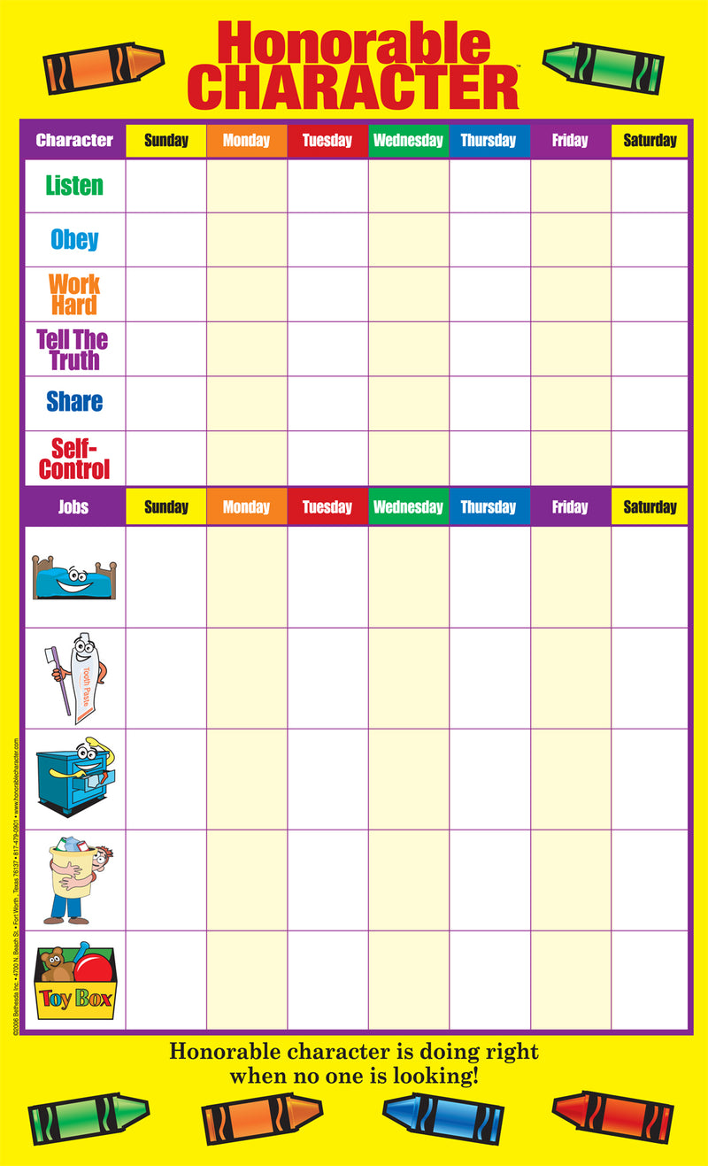 Replacement Home Recording Chart - PRESCHOOL CHRISTIAN